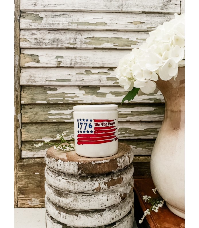 Antique/Vintage Ironstone 4oz. crock w/ 1776 transfer - Summer LTD  